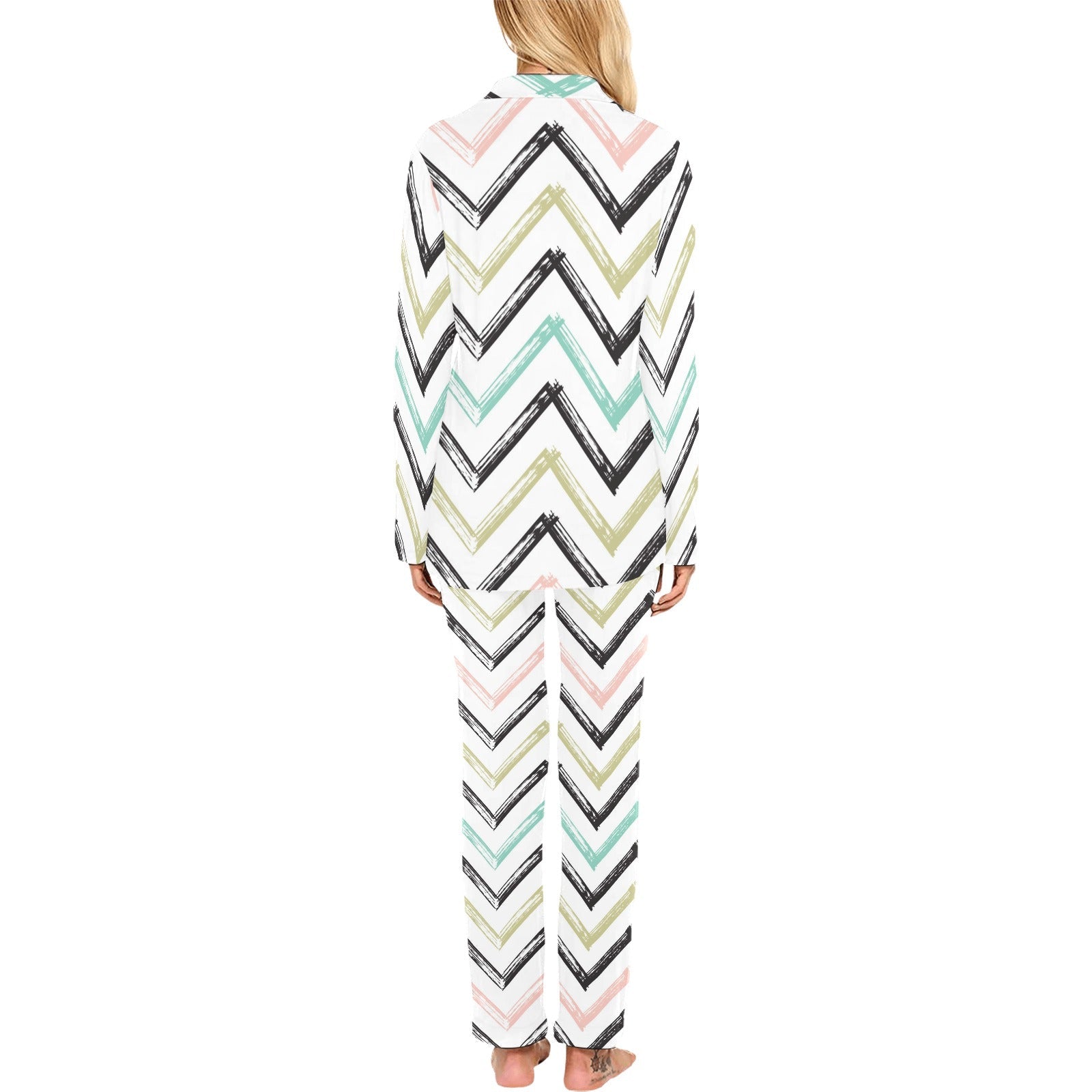 zigzag chevron paint pattern Women's Long Pajama Set