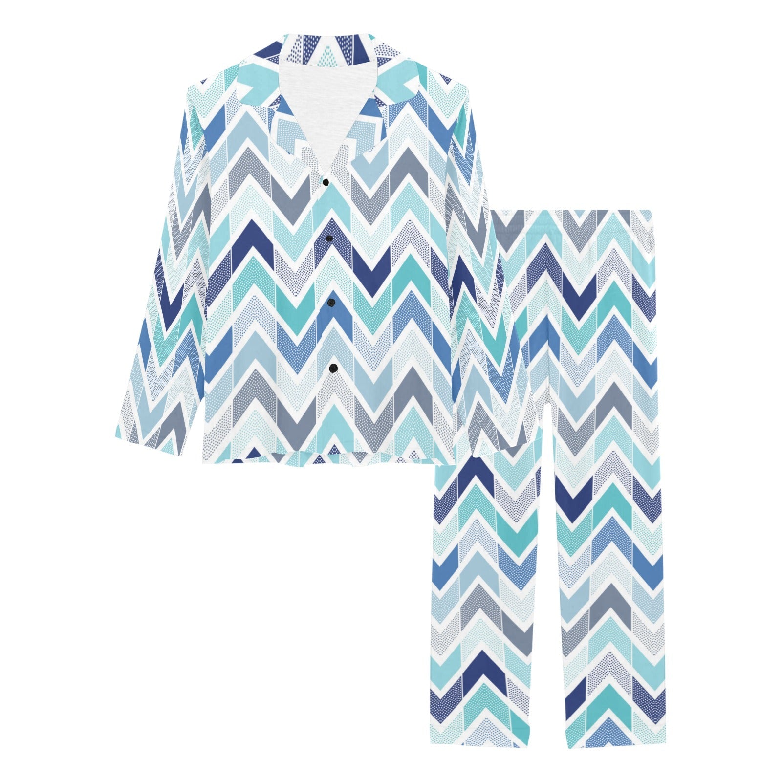 zigzag chevron blue pattern Women's Long Pajama Set