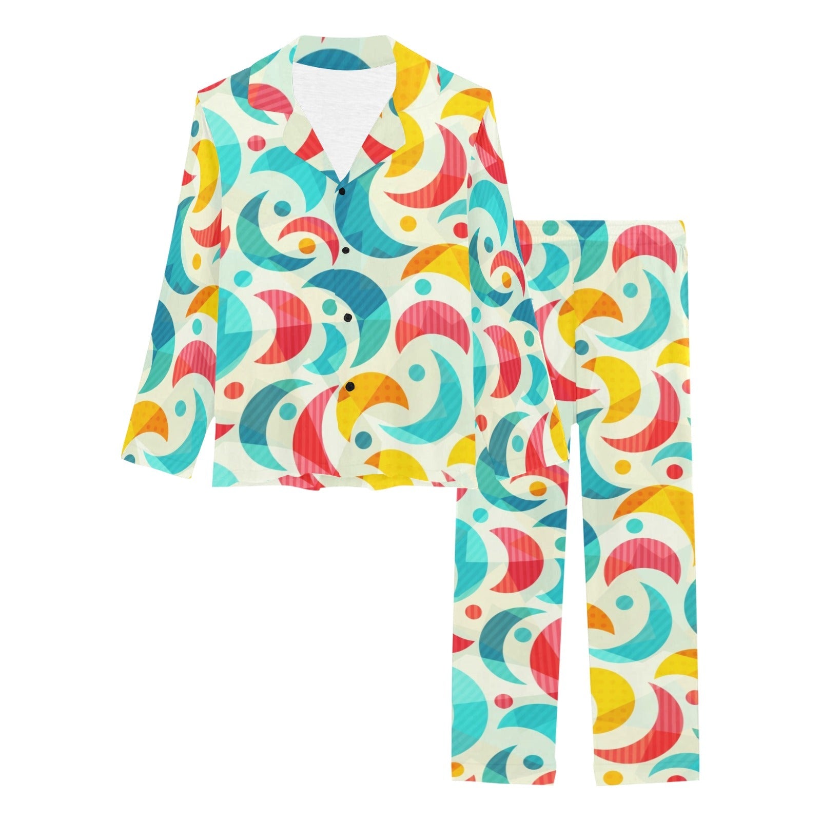 Colorful moon pattern Women's Long Pajama Set