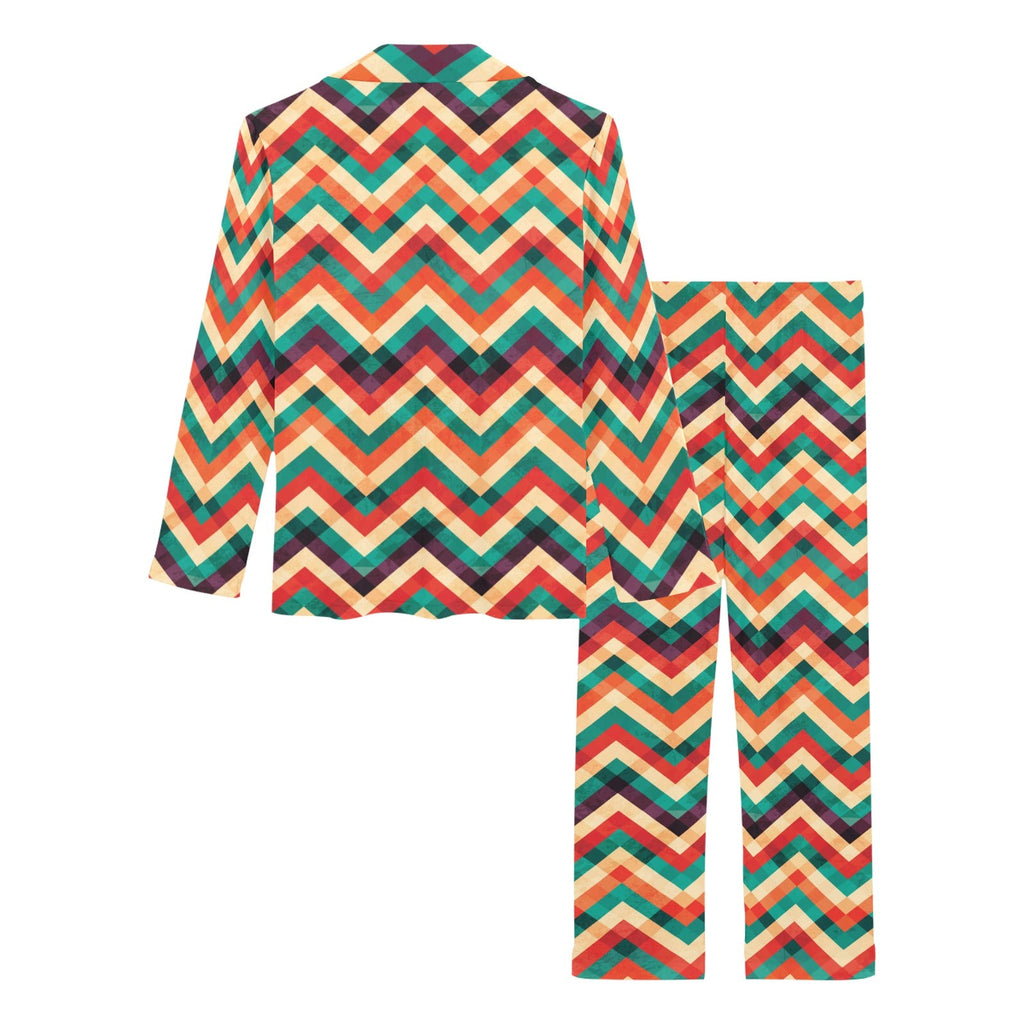 zigzag chevron colorful pattern Women's Long Pajama Set