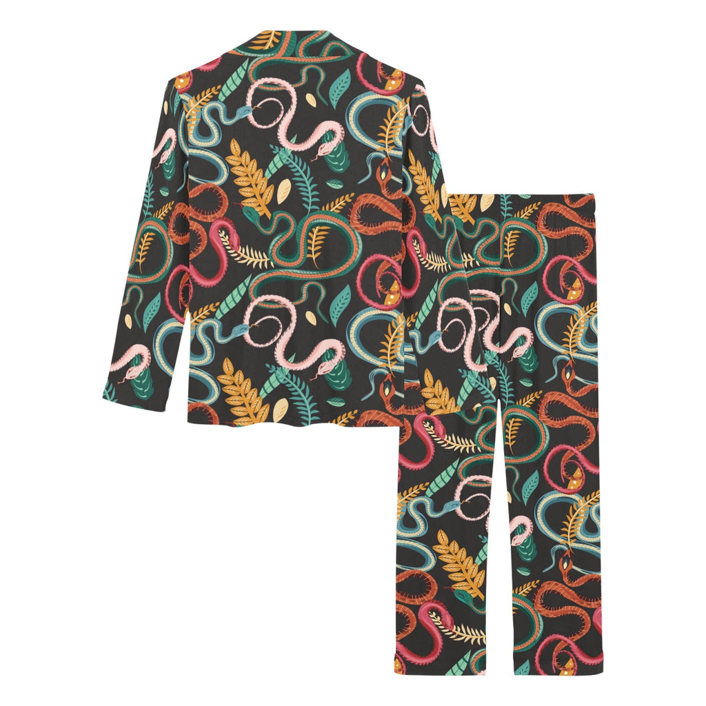 Colorful snake plant pattern Women's Long Pajama Set