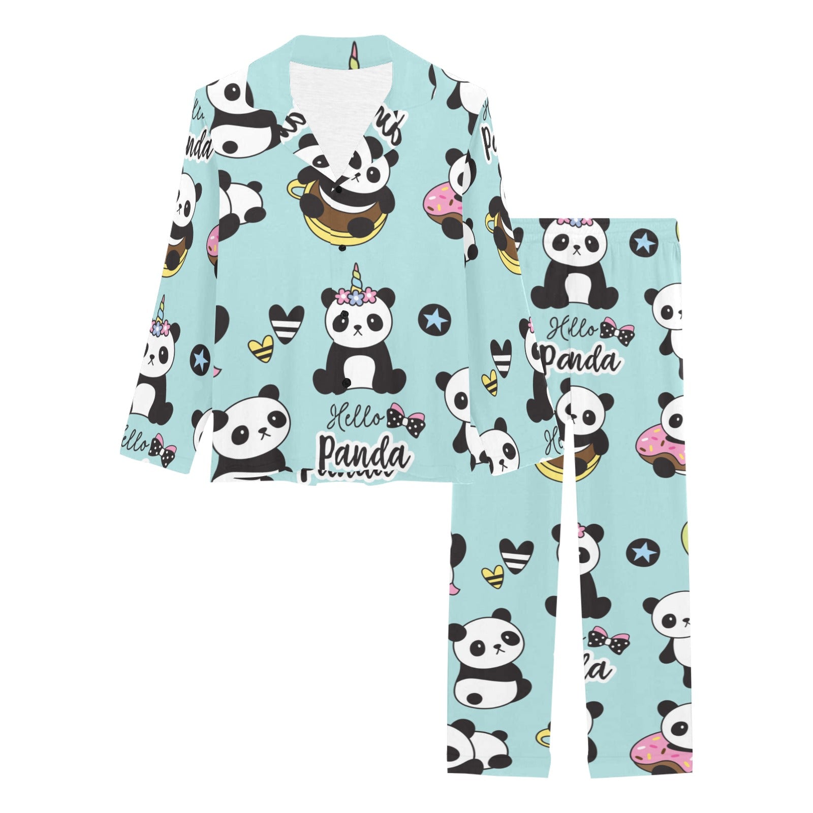 Cute baby panda pattern Women's Long Pajama Set
