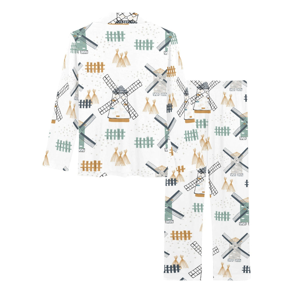 windmill pattern Women's Long Pajama Set