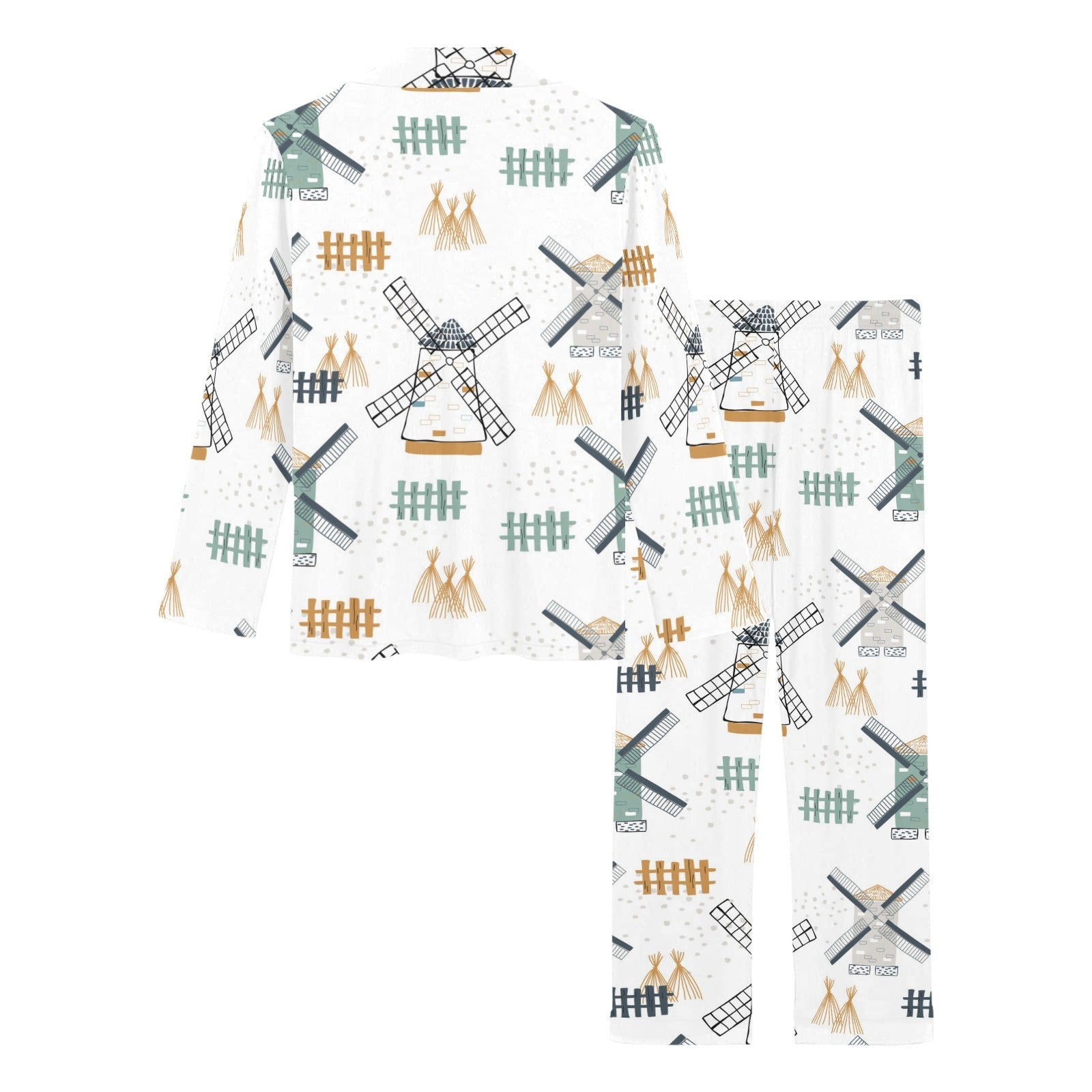 windmill pattern Women's Long Pajama Set