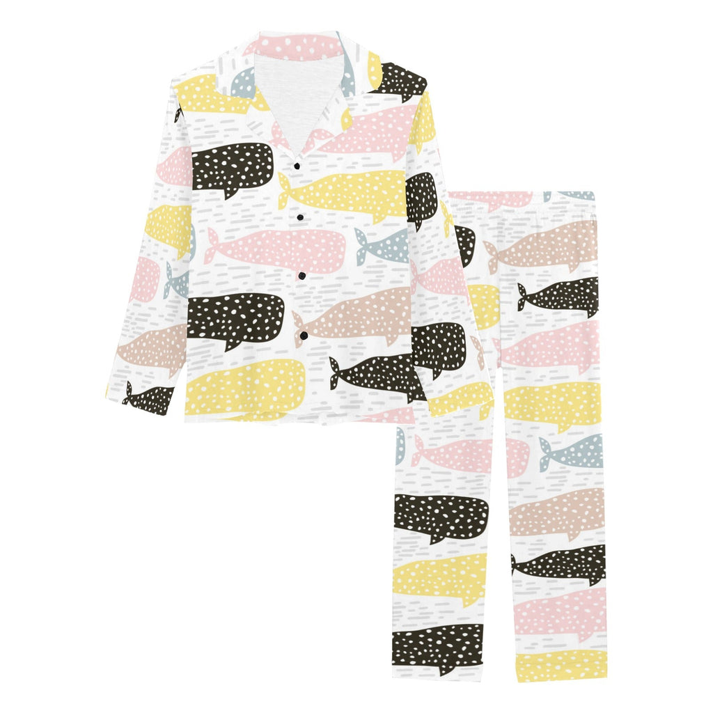 Whale dot pattern Women's Long Pajama Set