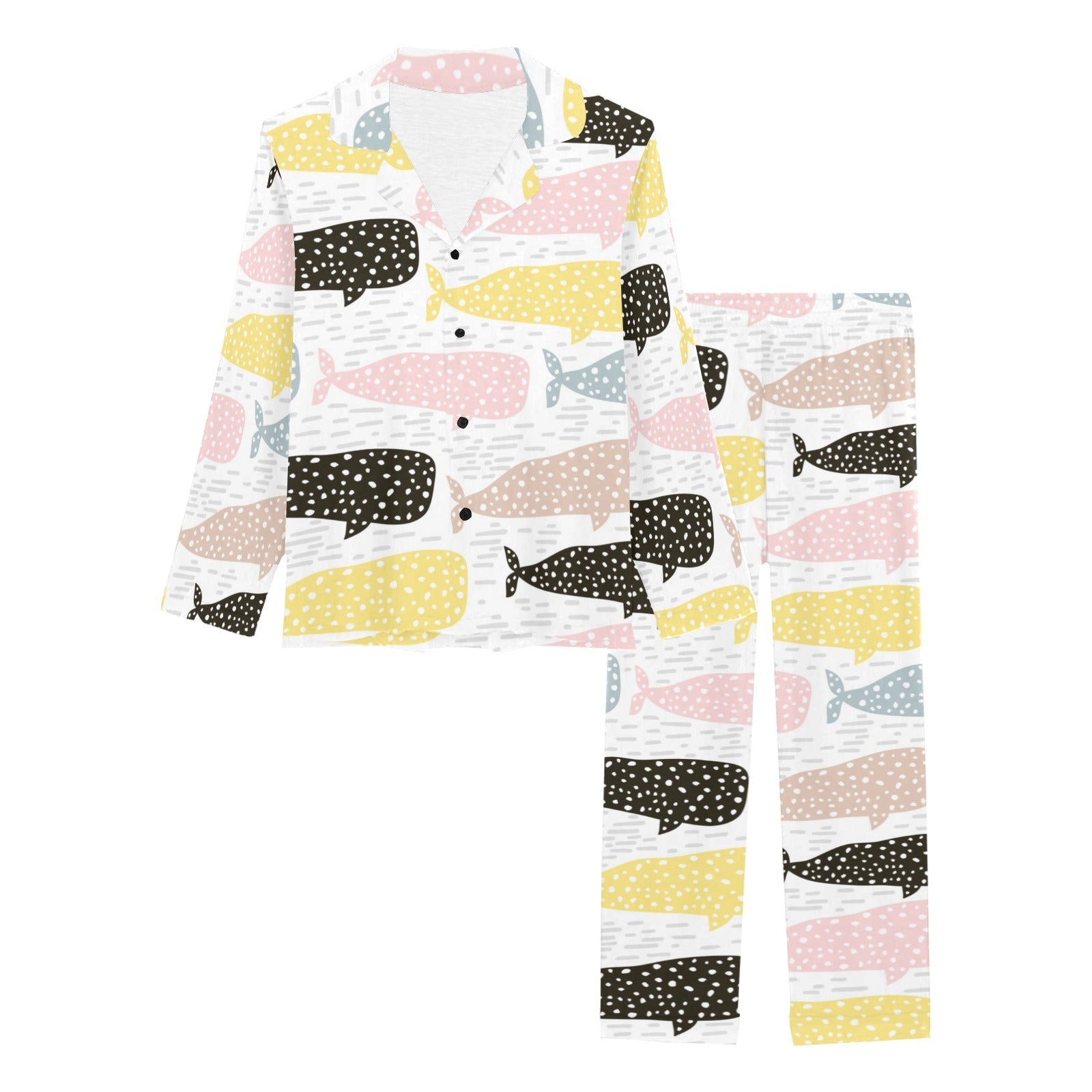 Whale dot pattern Women's Long Pajama Set