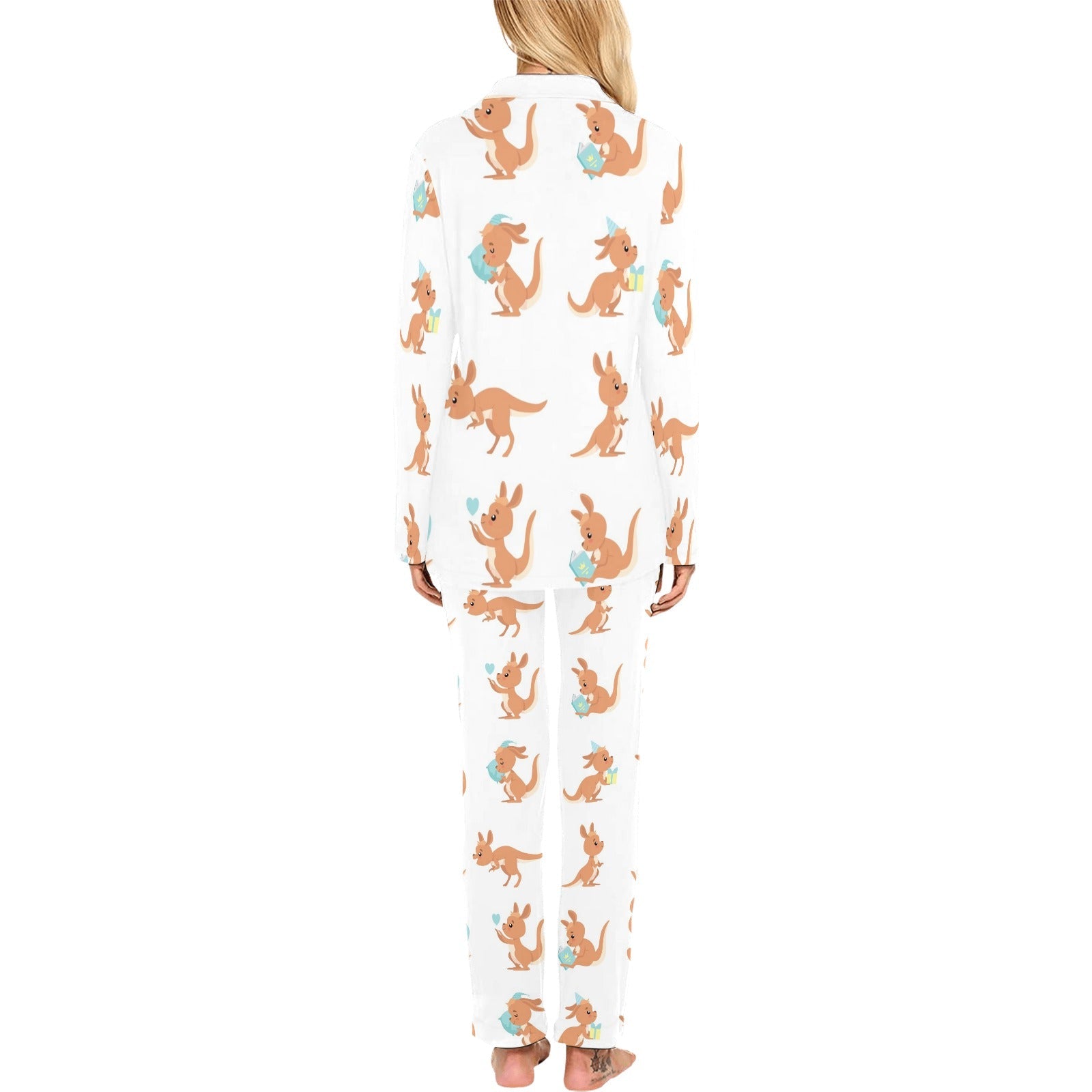 Cute Kangaroo pattern Women's Long Pajama Set