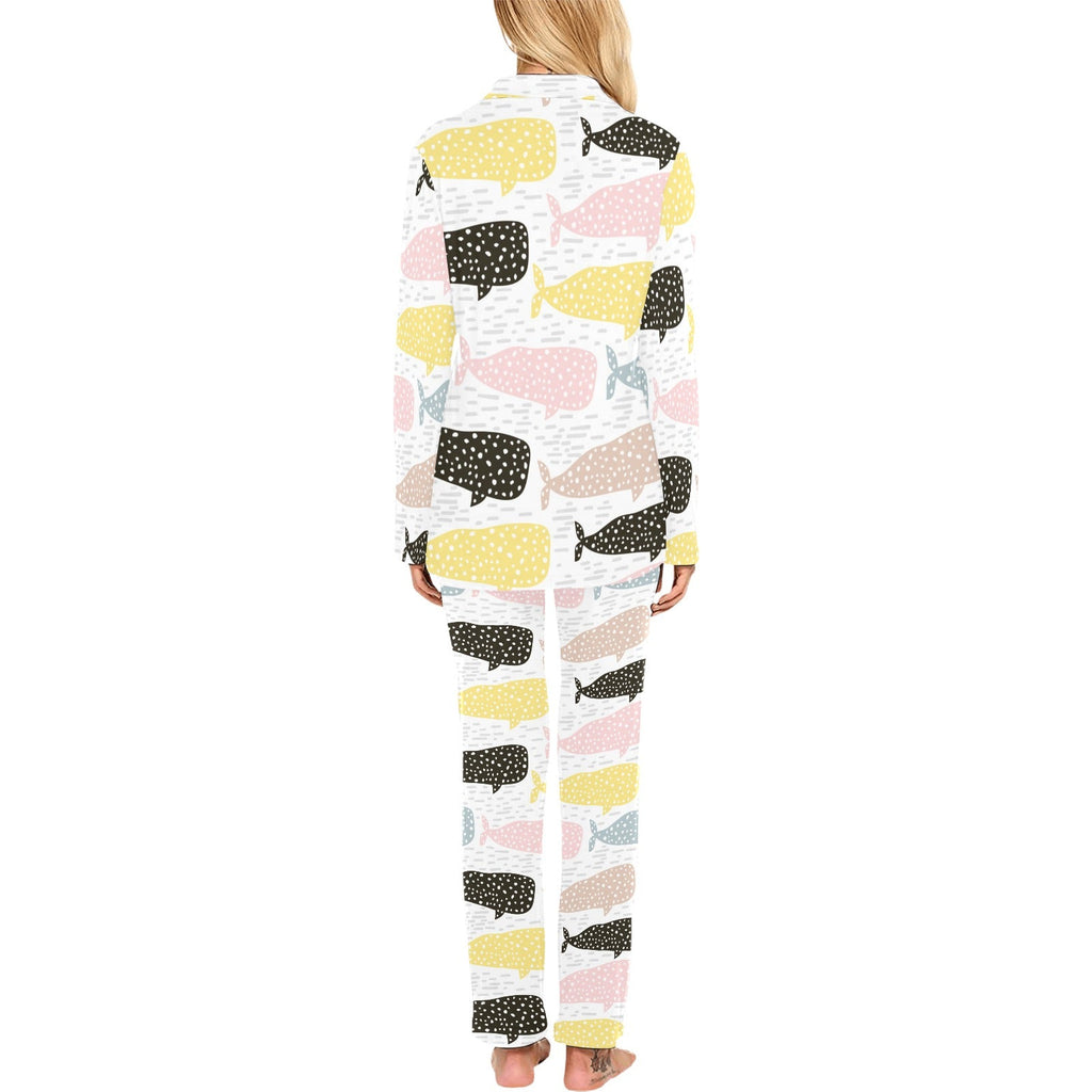 Whale dot pattern Women's Long Pajama Set