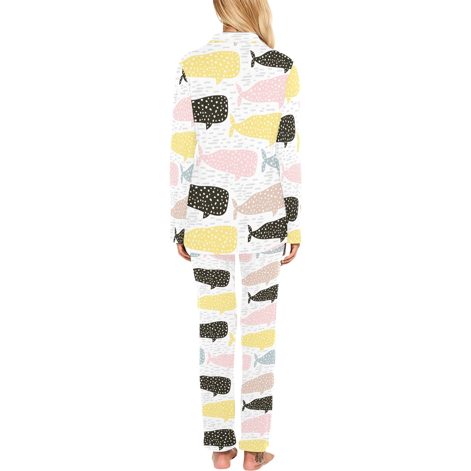 Whale dot pattern Women's Long Pajama Set