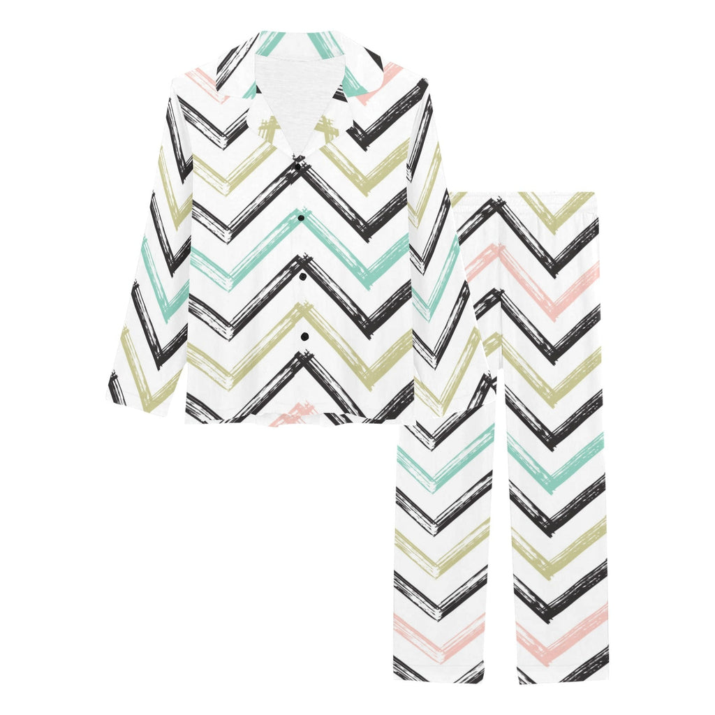 zigzag chevron paint pattern Women's Long Pajama Set