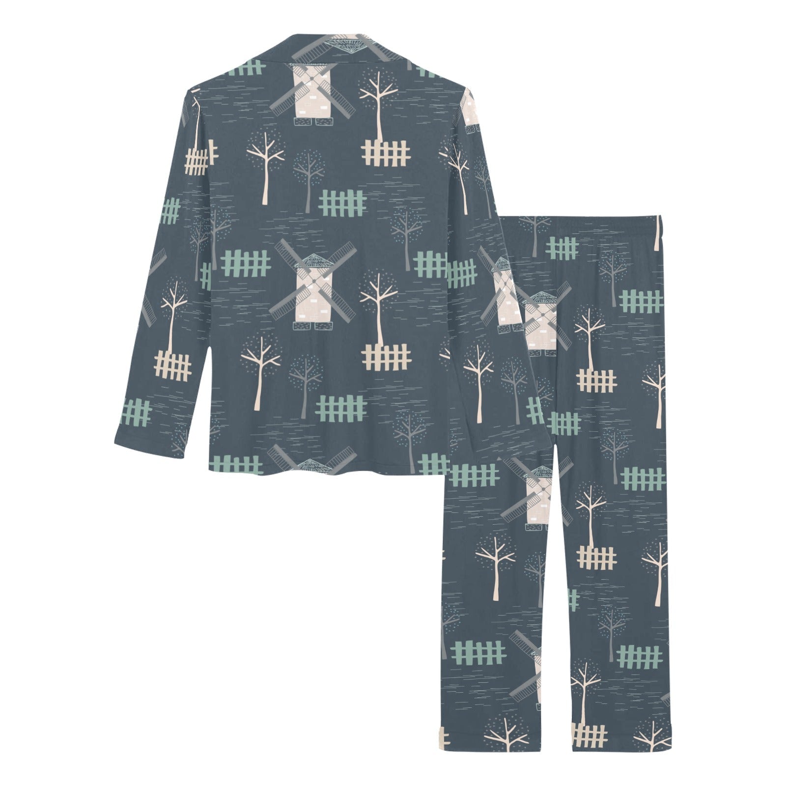 windmill tree pattern Women's Long Pajama Set
