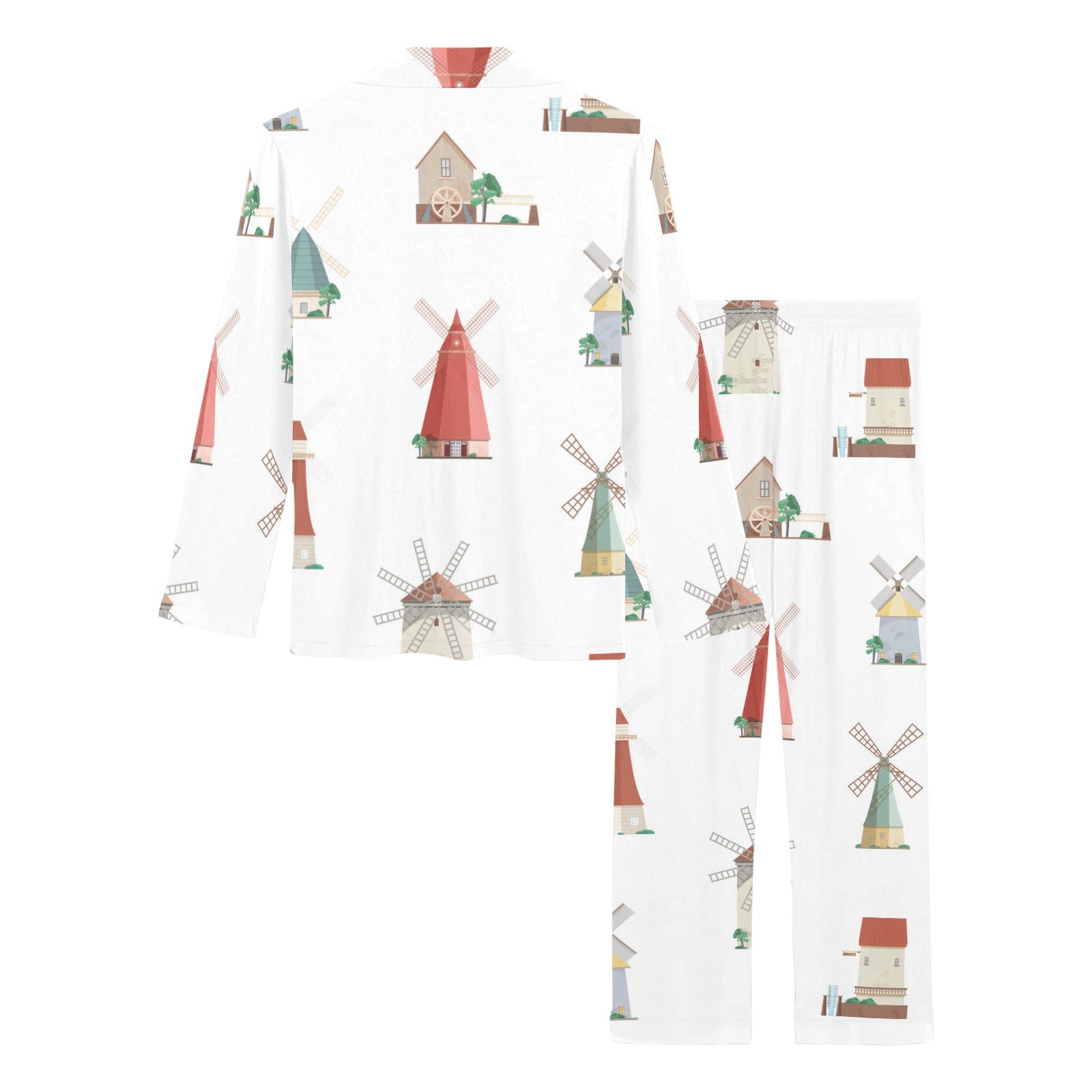 windmill design pattern Women's Long Pajama Set