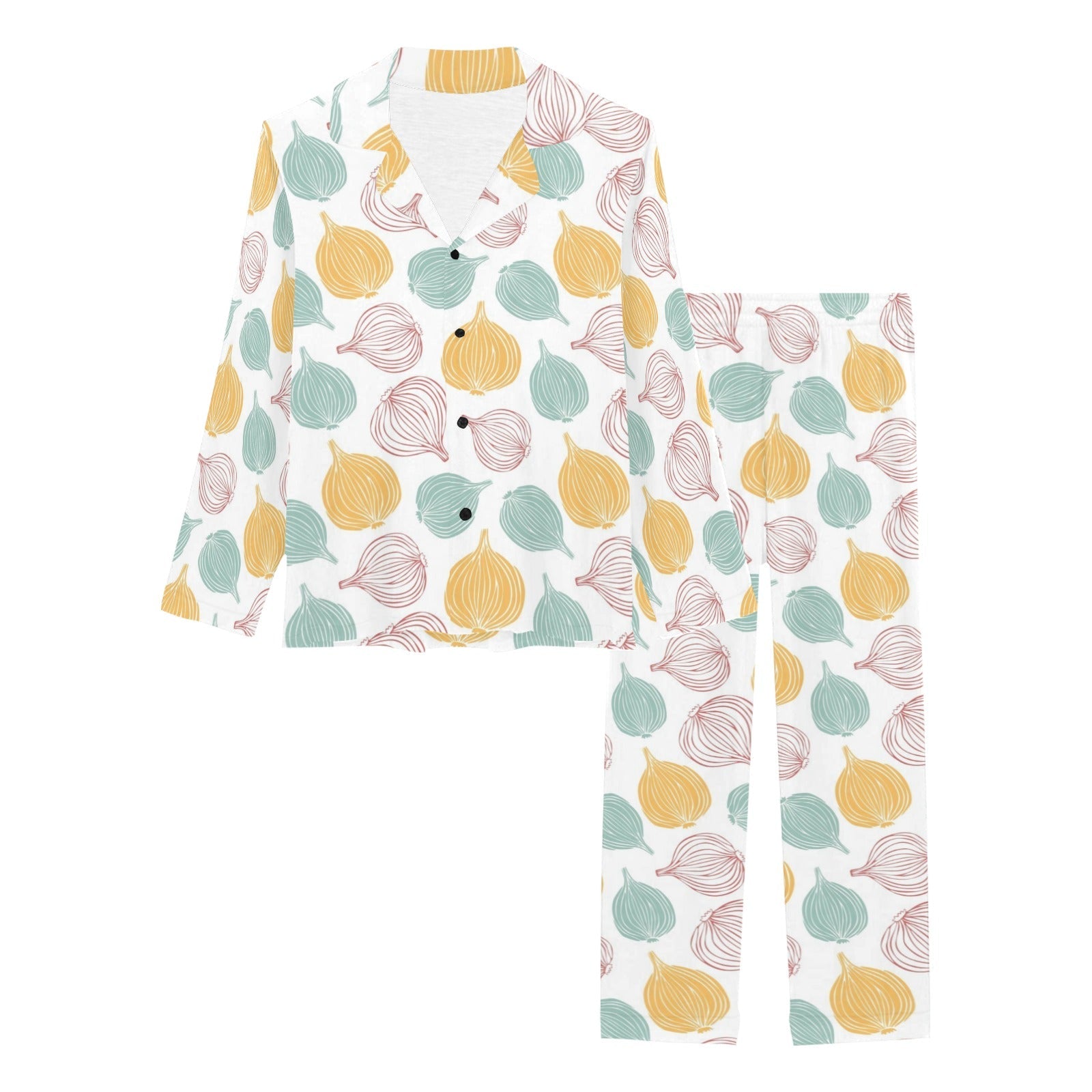 colorful onions white background Women's Long Pajama Set