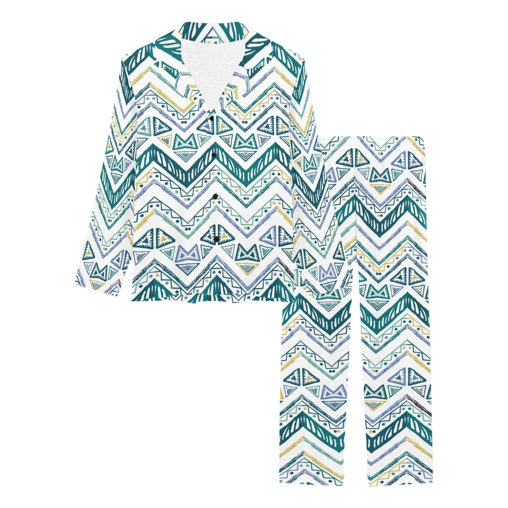 zigzag chevron paint design pattern Women's Long Pajama Set