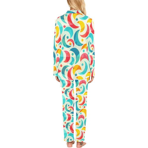 Colorful moon pattern Women's Long Pajama Set