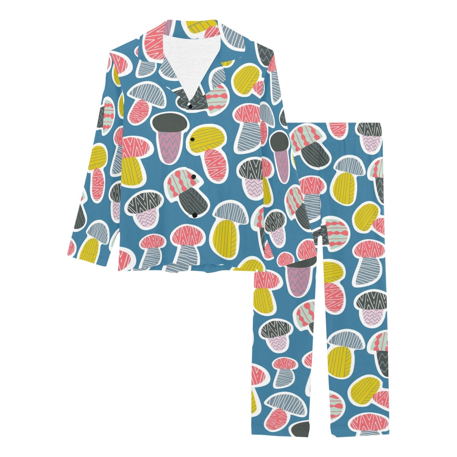 Colorful mushroom design pattern Women's Long Pajama Set