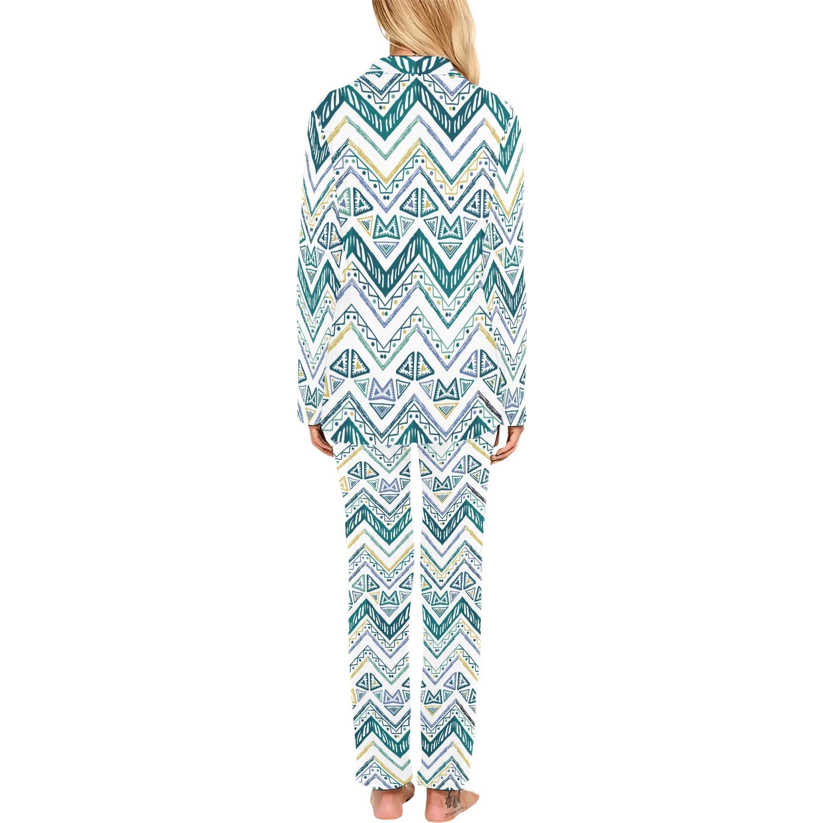 zigzag chevron paint design pattern Women's Long Pajama Set