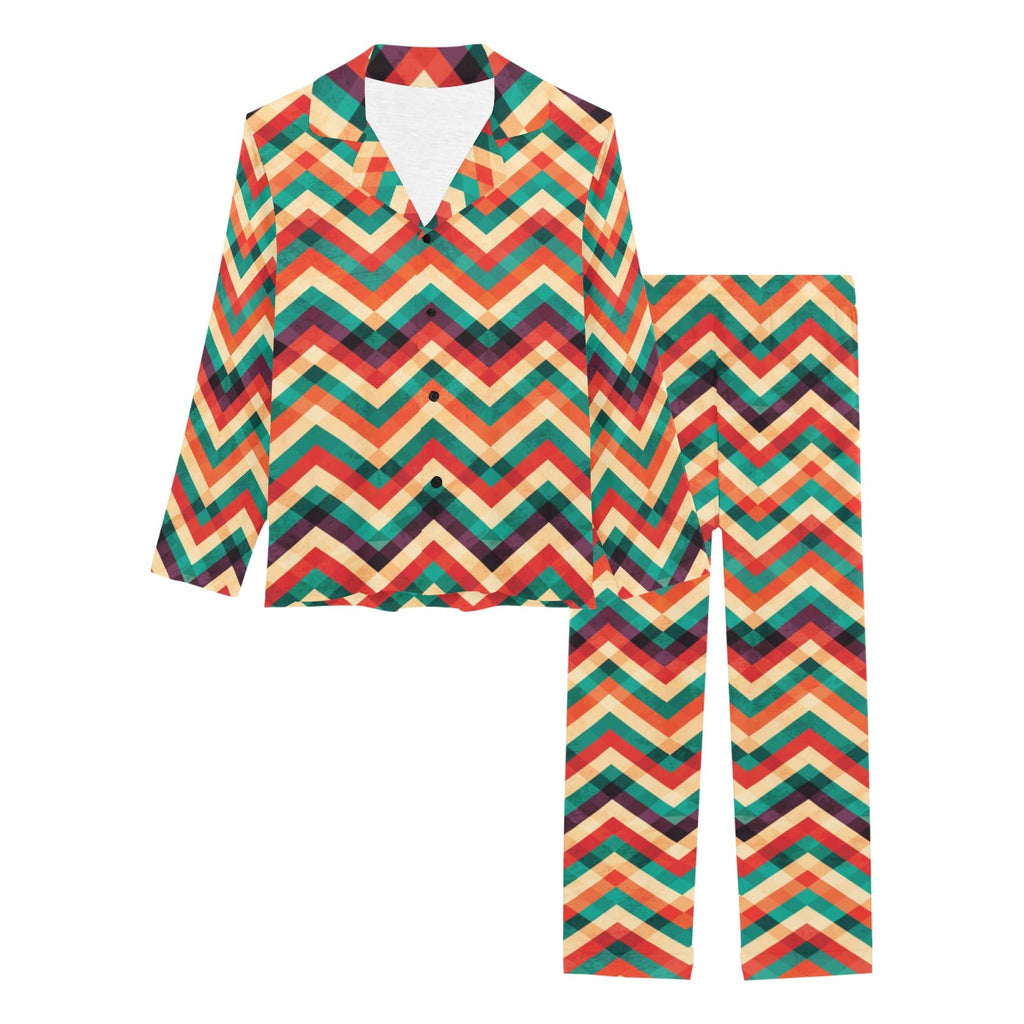 zigzag chevron colorful pattern Women's Long Pajama Set