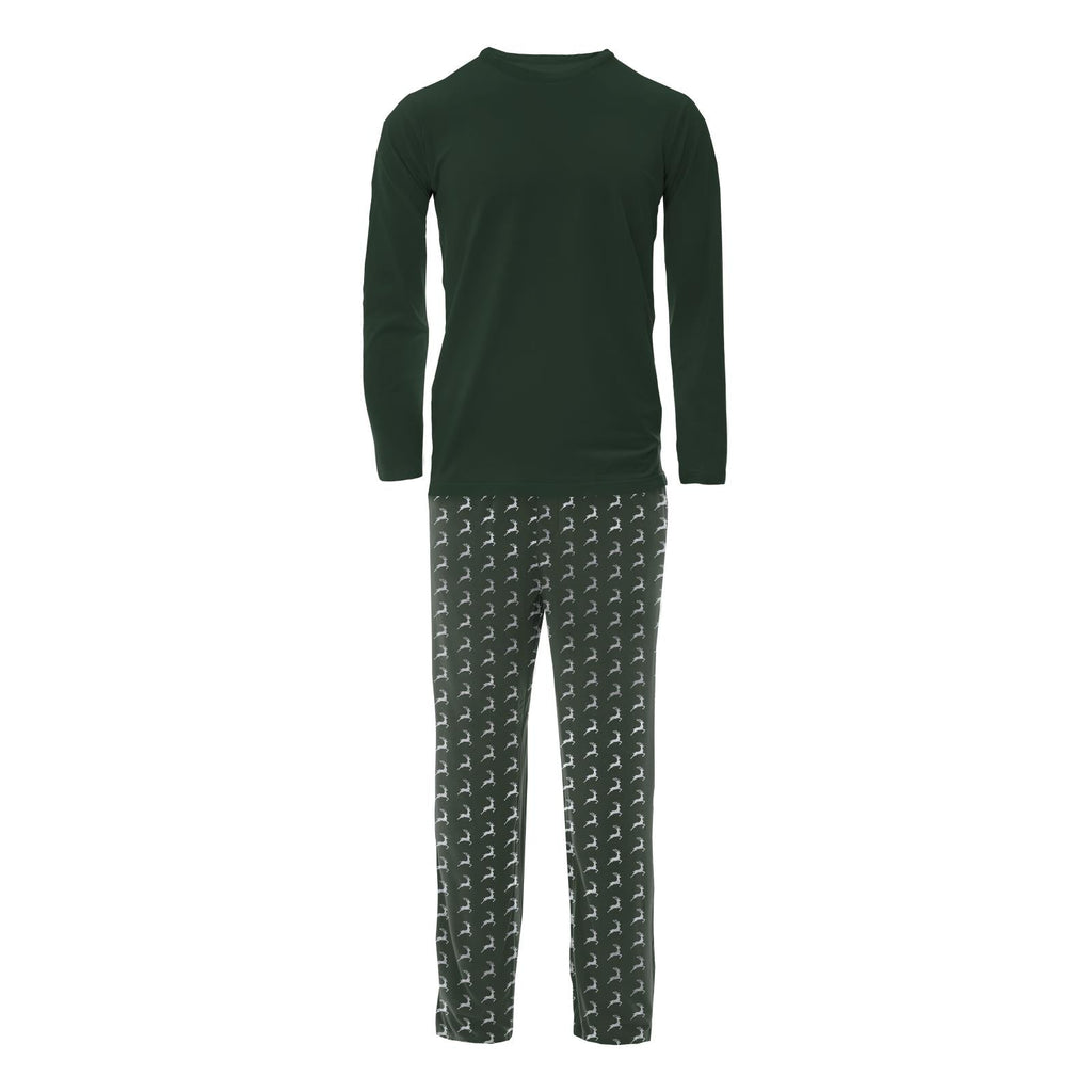 Men's Print Long Sleeve Pajama Set in Mountain View Reindeer