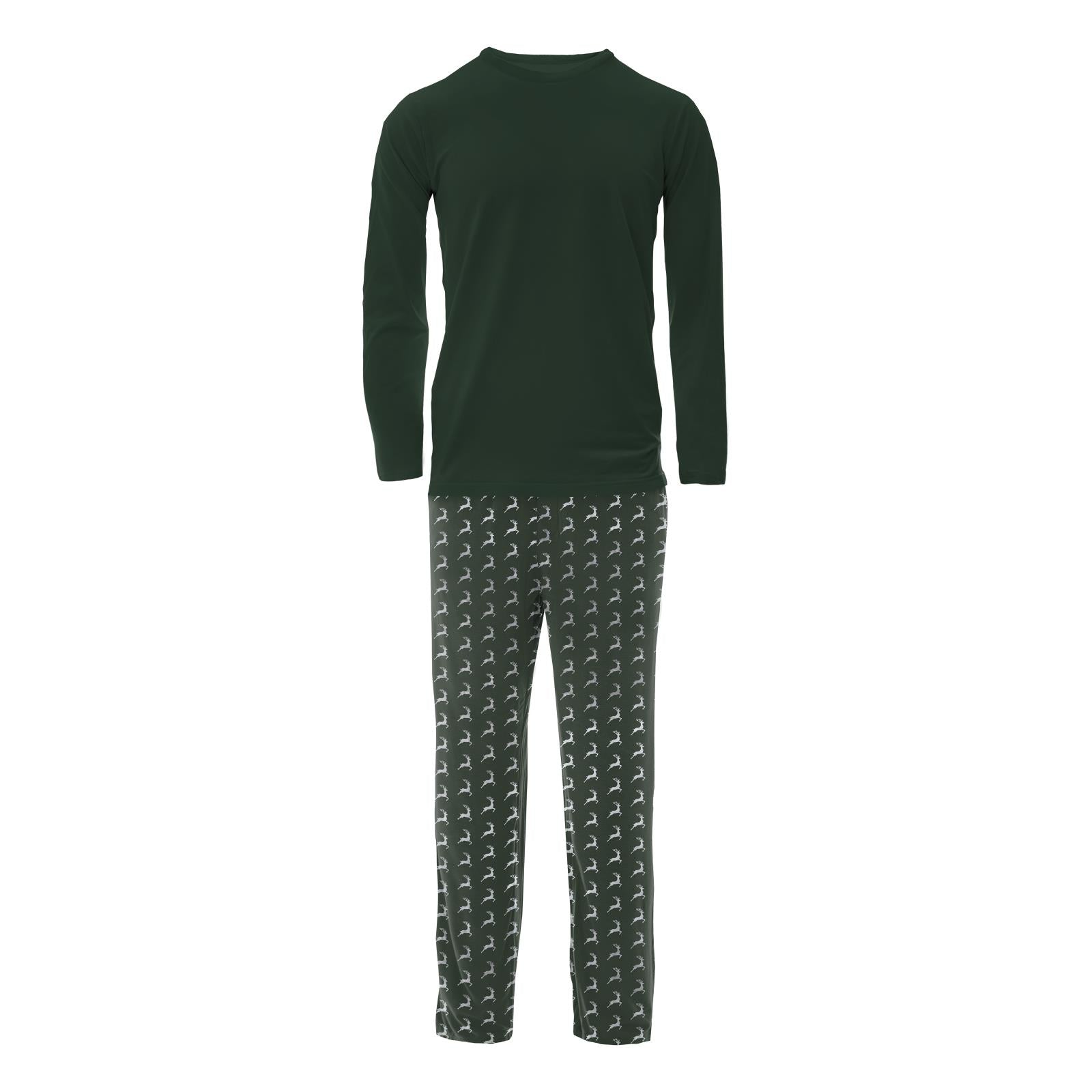 Men's Print Long Sleeve Pajama Set in Mountain View Reindeer