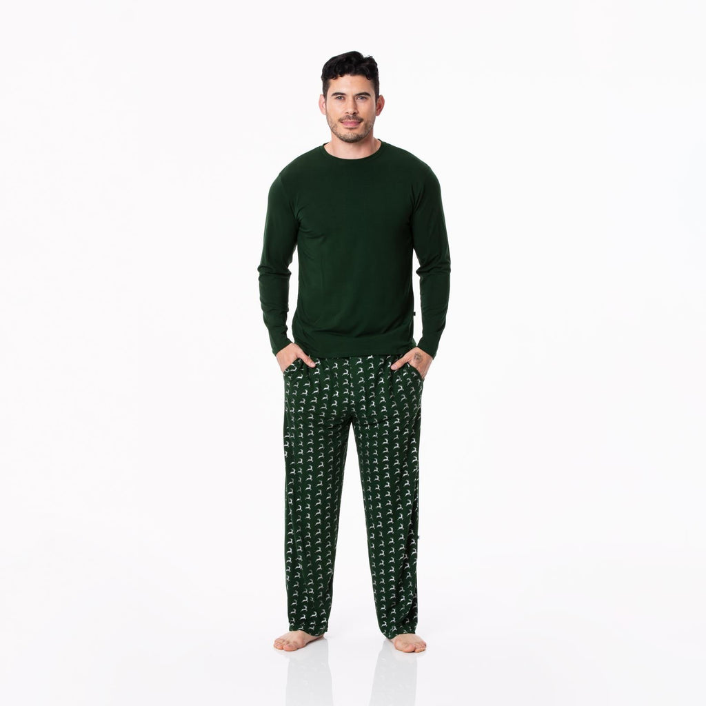 Men's Print Long Sleeve Pajama Set in Mountain View Reindeer