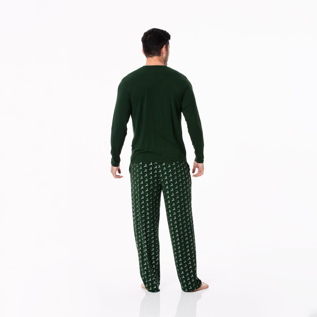 Men's Print Long Sleeve Pajama Set in Mountain View Reindeer