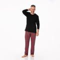 Men's Long Sleeve Pajama Set in Crimson Holiday Plaid