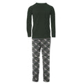 Men's Print Long Sleeve Pajama Set in Pewter Christmas Tree Drag