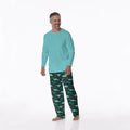 Men's Print Long Sleeve Pajama Set in Santa Dinos