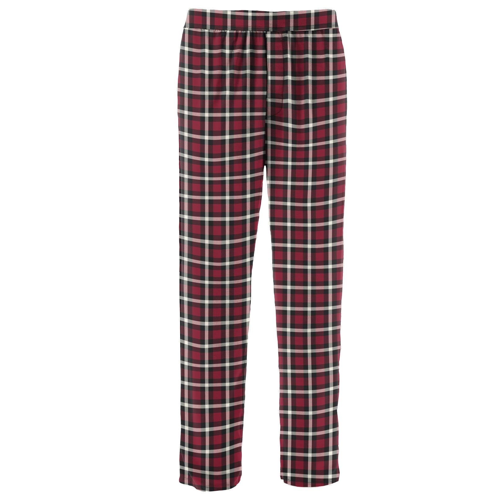 Men's Print Pajama Pants in Crimson Holiday Plaid