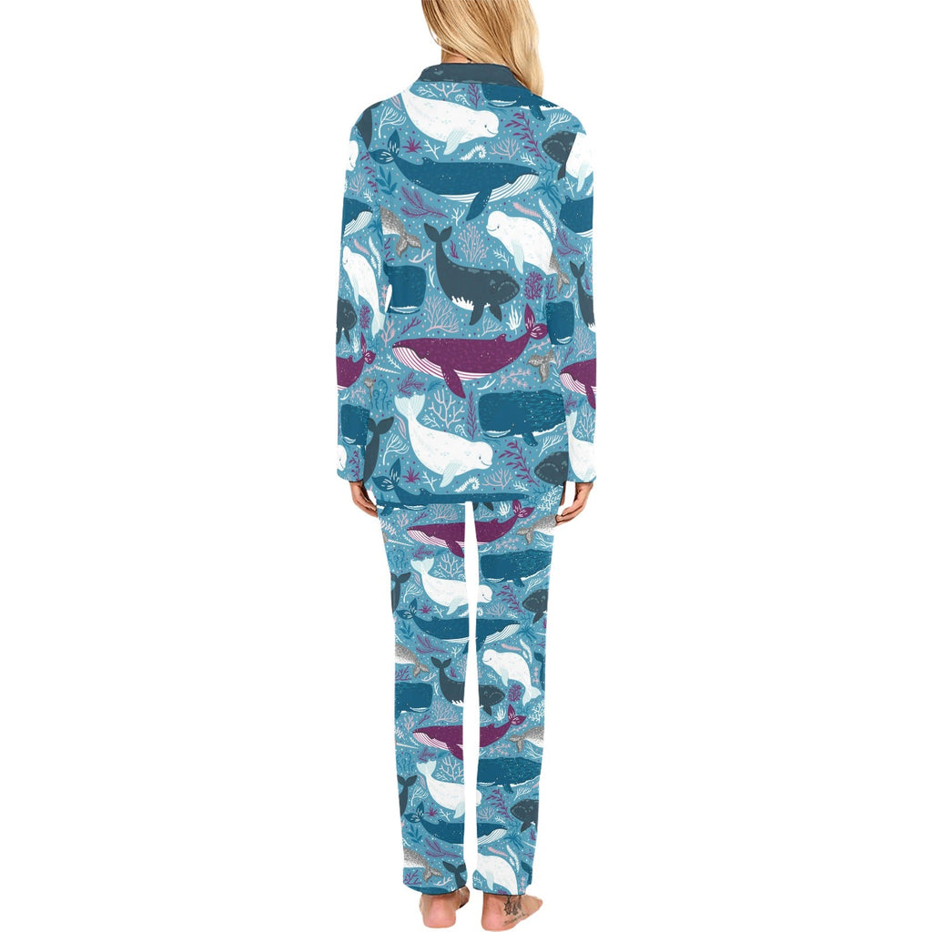 Whale design pattern Women's Long Pajama Set