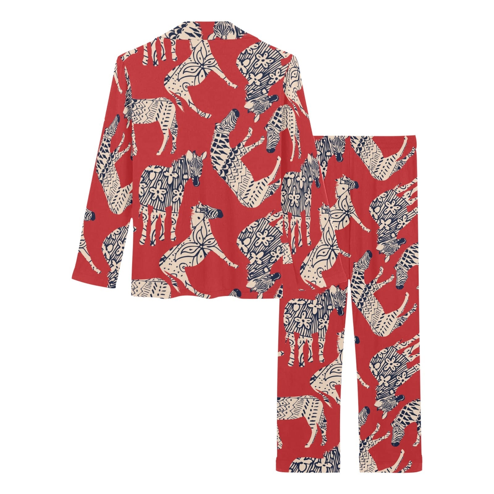 Zebra abstract red background Women's Long Pajama Set