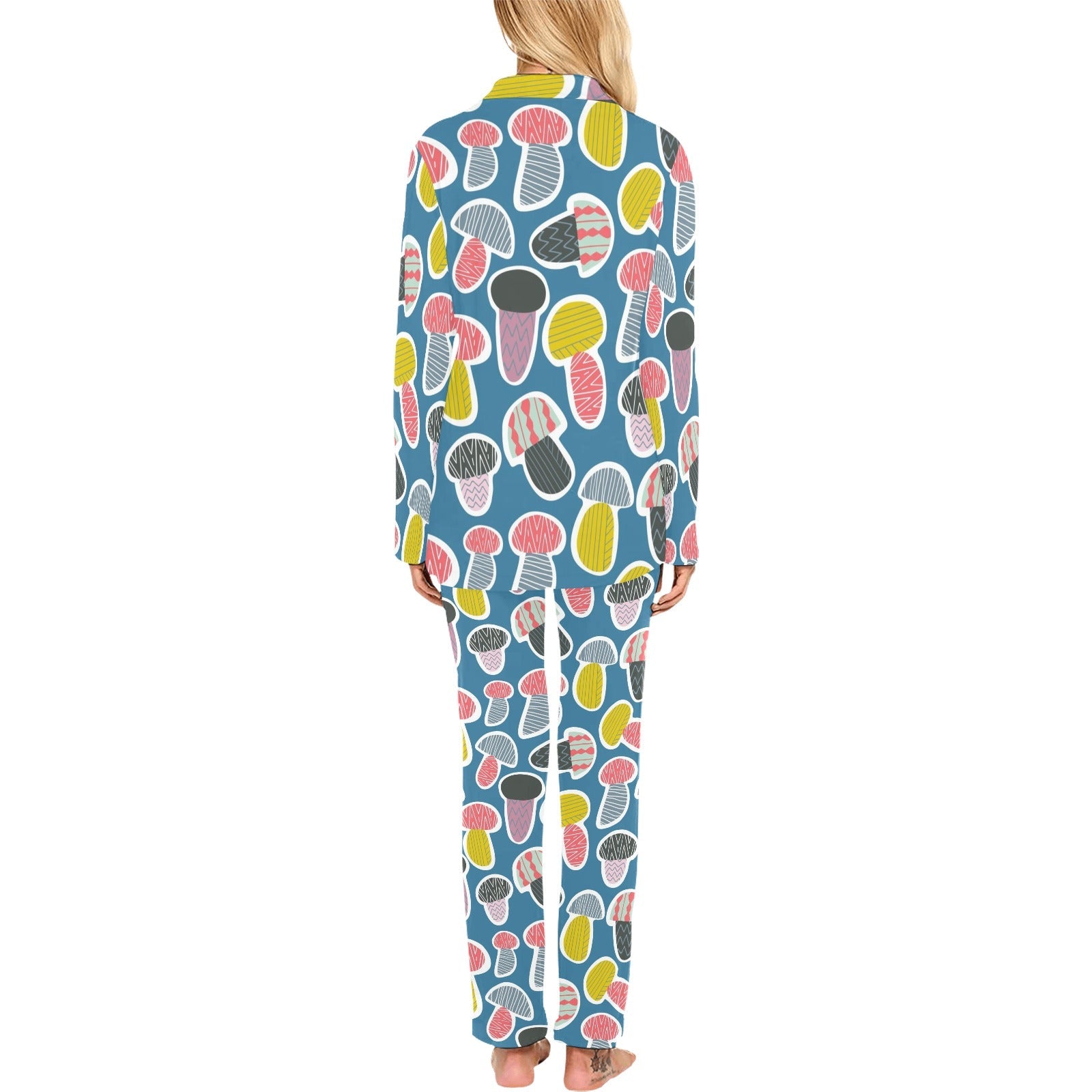 Colorful mushroom design pattern Women's Long Pajama Set