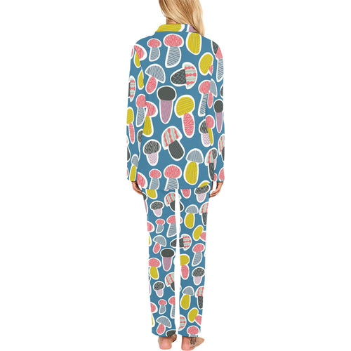 Colorful mushroom design pattern Women's Long Pajama Set