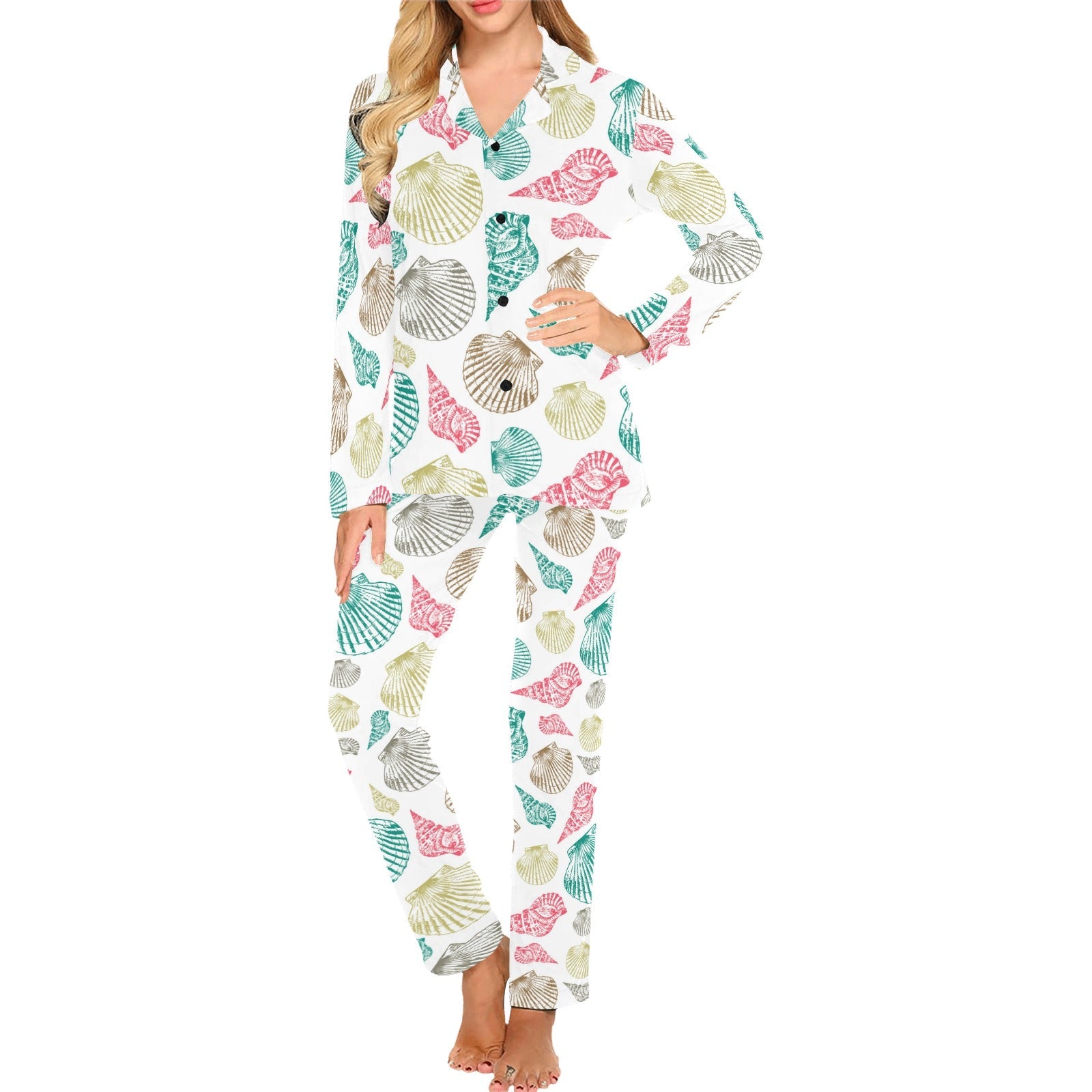 Colorful shell pattern Women's Long Pajama Set
