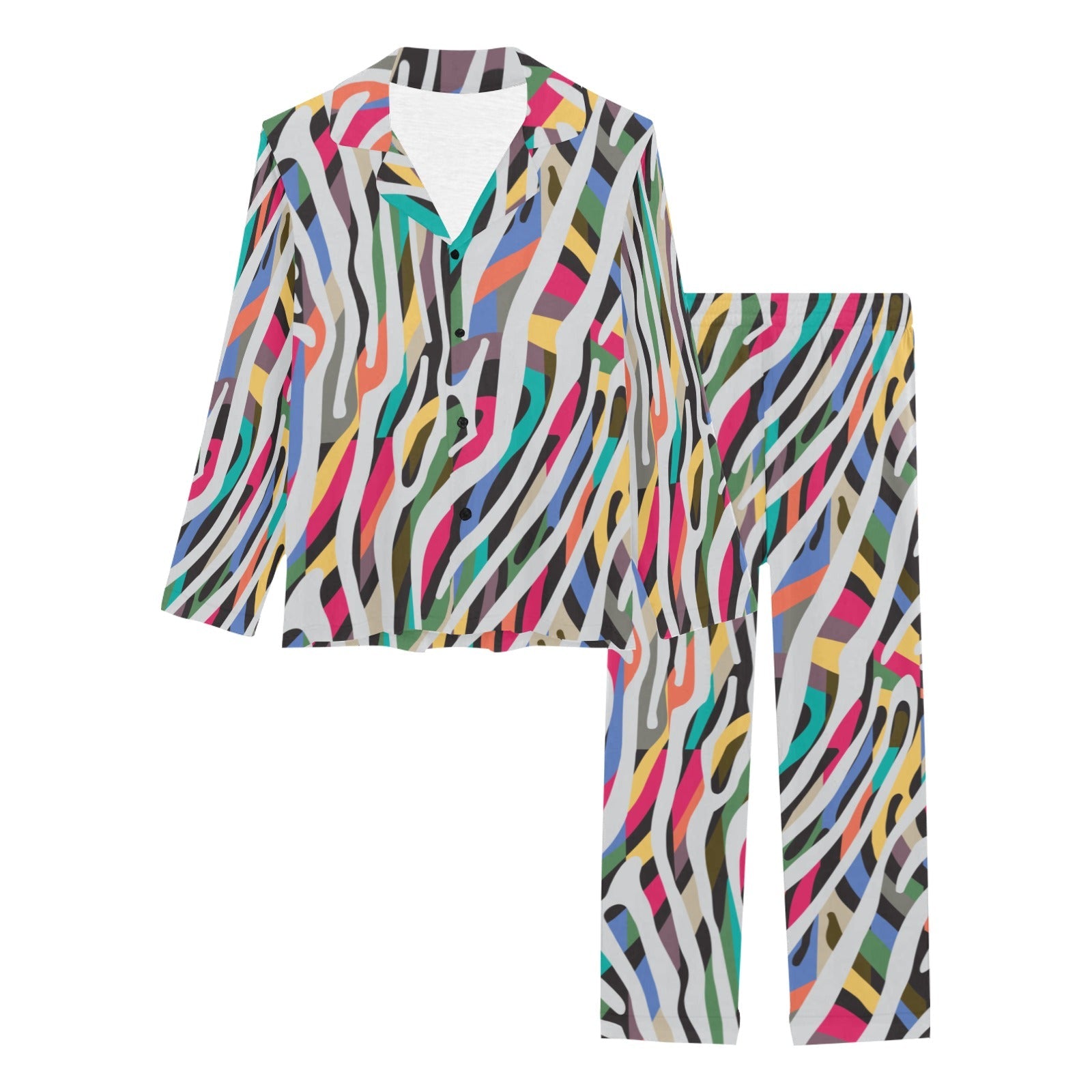 Colorful zebra skin pattern Women's Long Pajama Set