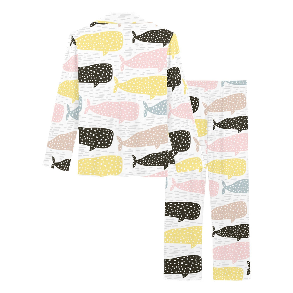 Whale dot pattern Women's Long Pajama Set