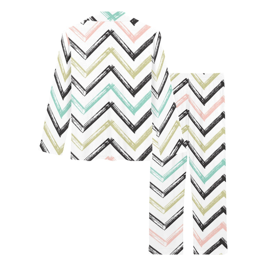 zigzag chevron paint pattern Women's Long Pajama Set