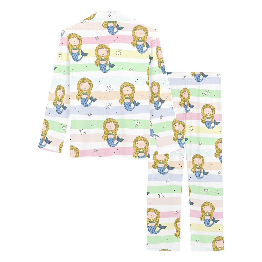 Cute hand drawn mermaid Women's Long Pajama Set