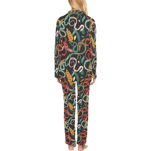 Colorful snake plant pattern Women's Long Pajama Set