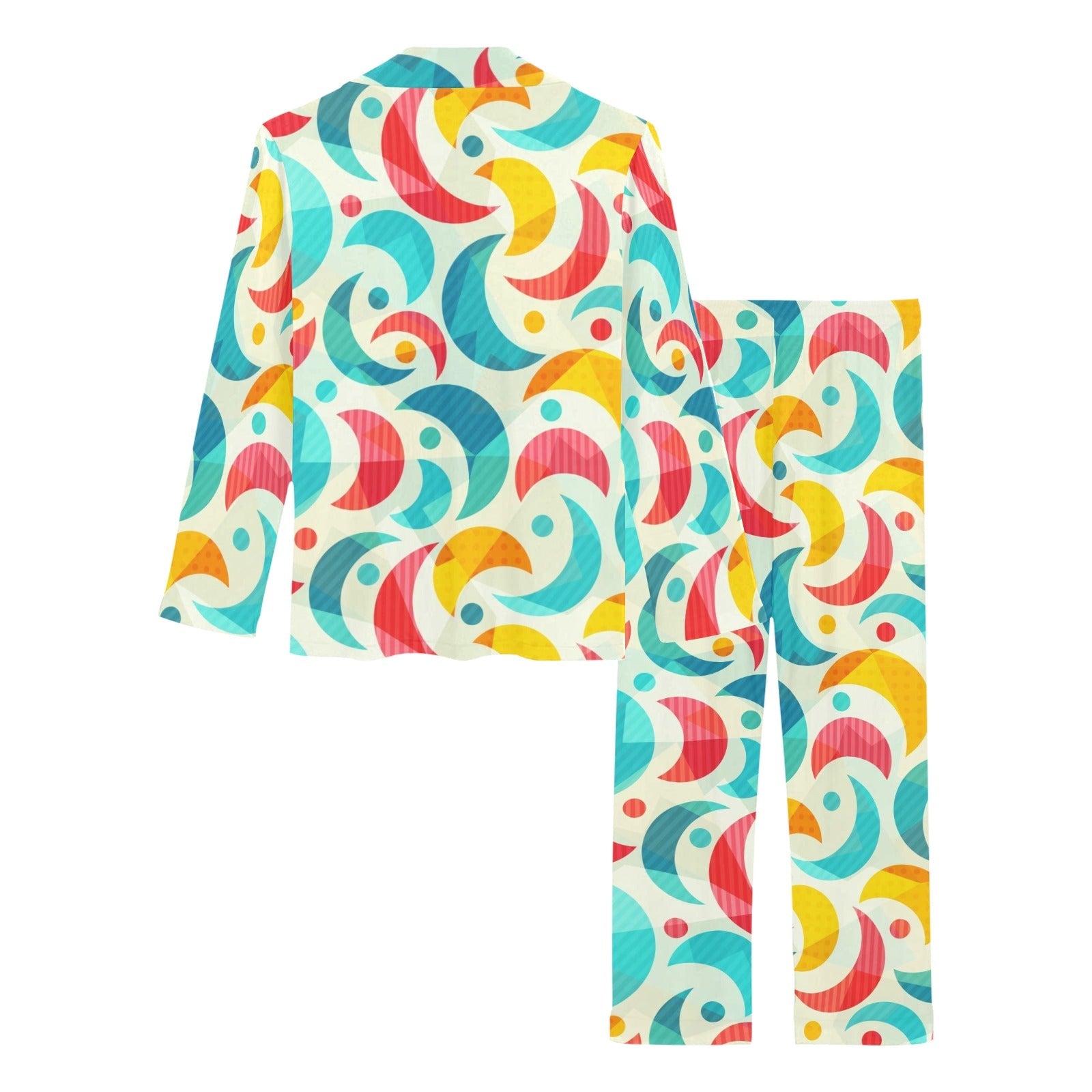 Colorful moon pattern Women's Long Pajama Set