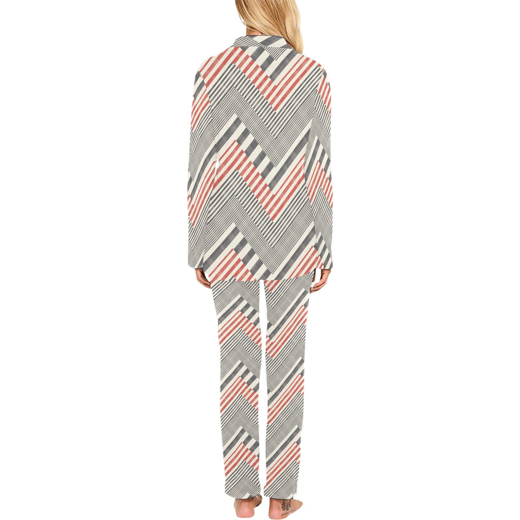 zigzag chevron striped pattern Women's Long Pajama Set