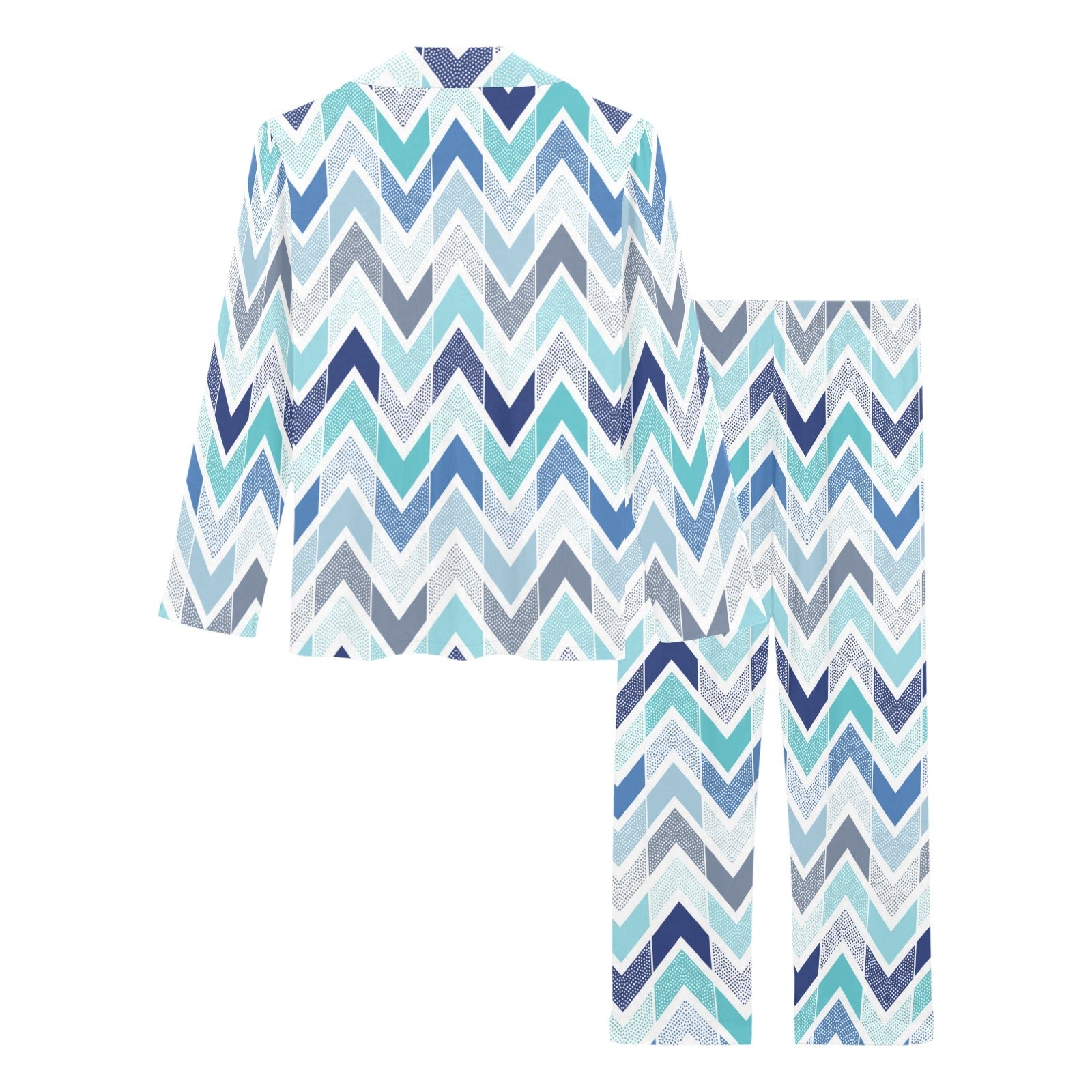 zigzag chevron blue pattern Women's Long Pajama Set