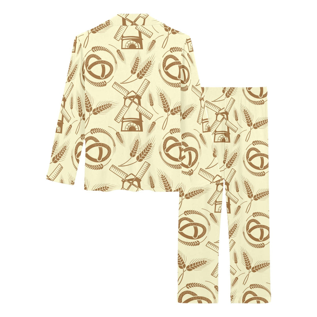 Windmill Wheat pattern Women's Long Pajama Set