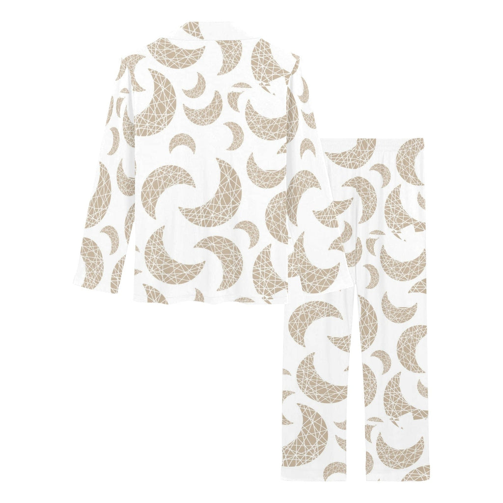 Cool gold moon abstract pattern Women's Long Pajama Set