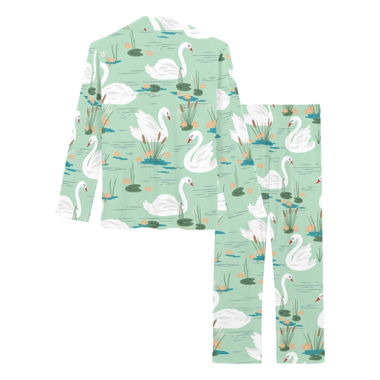 White swan lake pattern Women's Long Pajama Set