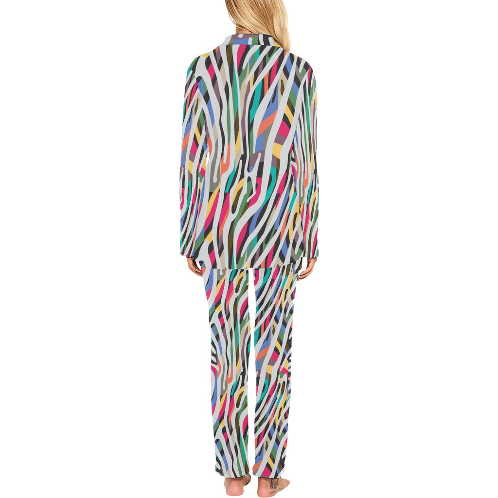 Colorful zebra skin pattern Women's Long Pajama Set