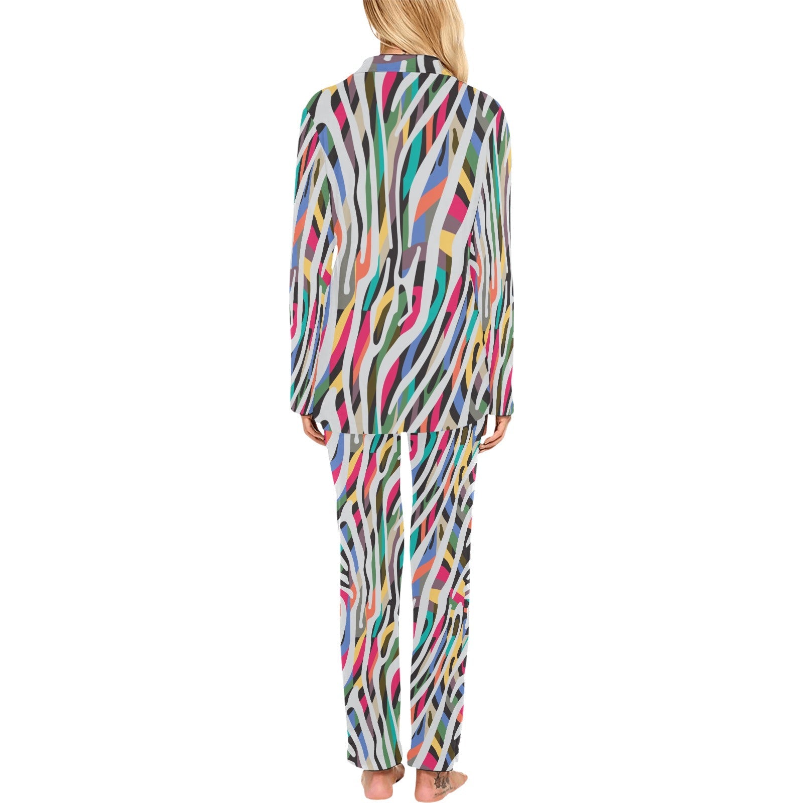 Colorful zebra skin pattern Women's Long Pajama Set