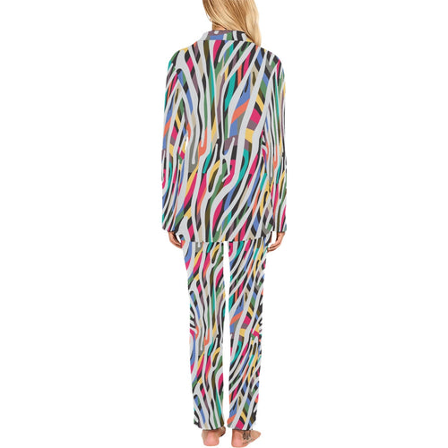 Colorful zebra skin pattern Women's Long Pajama Set