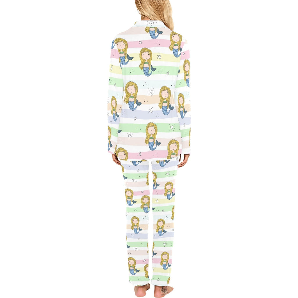 Cute hand drawn mermaid Women's Long Pajama Set